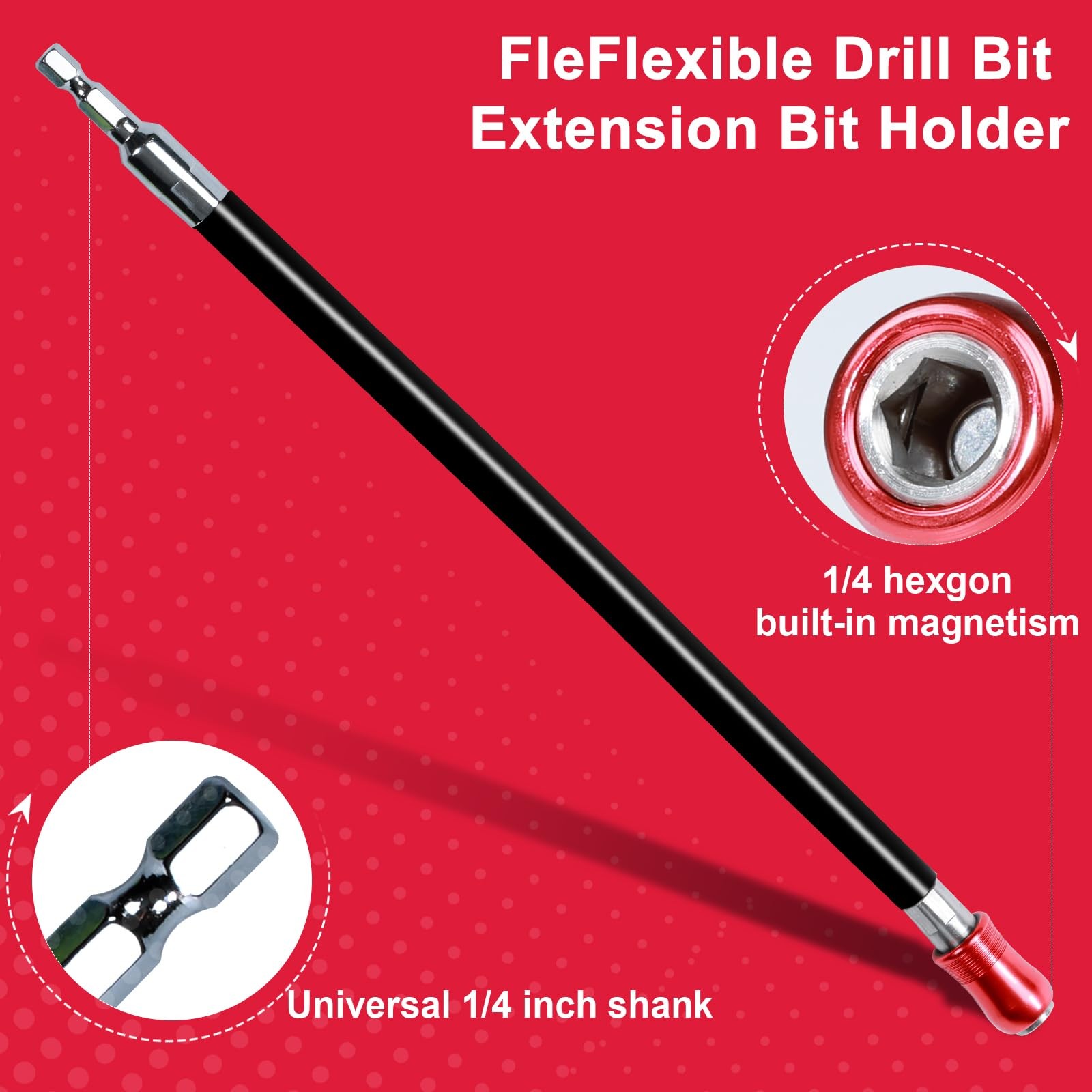 Geinxurn Flexible drill bit Extension Screwdriver Bit Holders, 1PACK Black