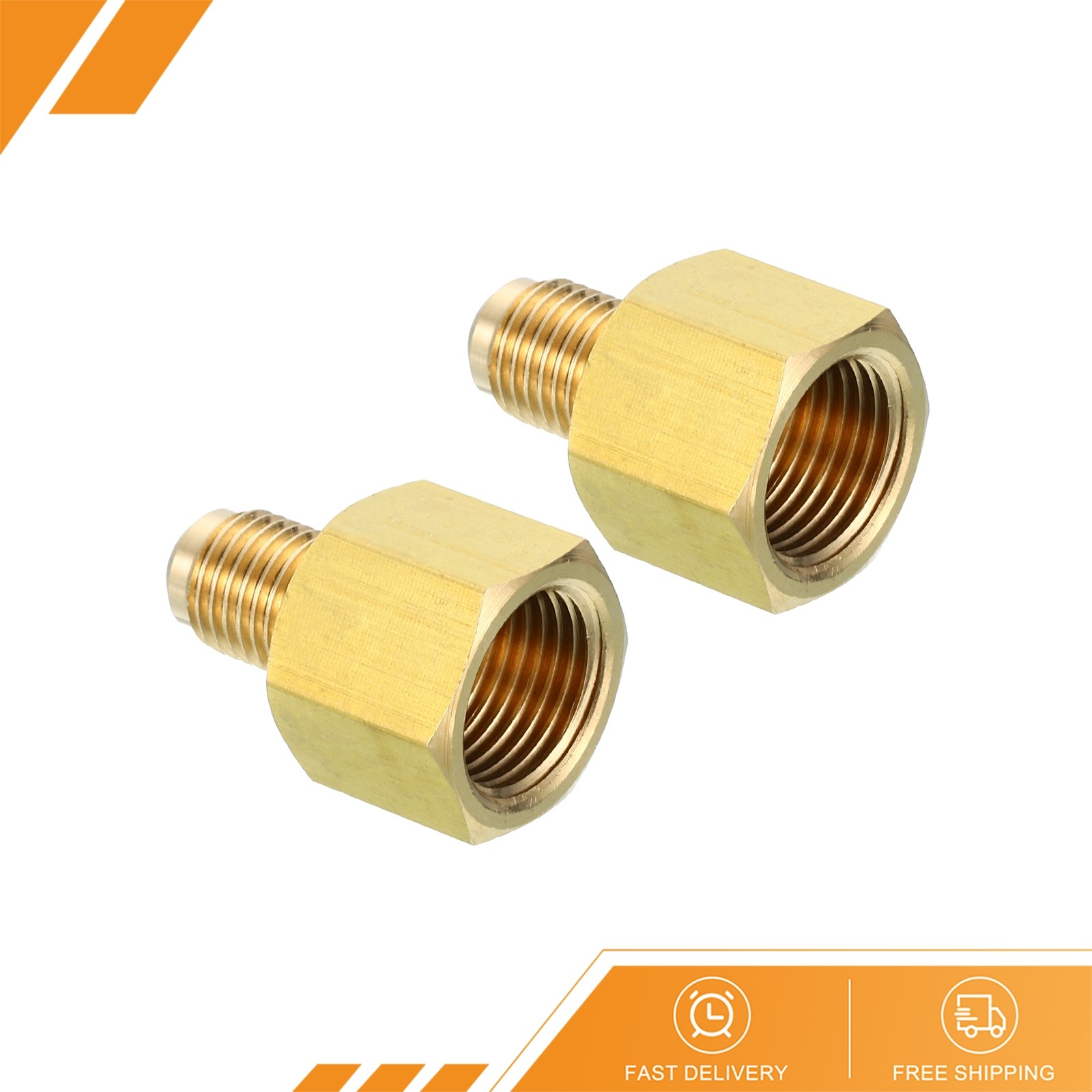 2 Pcs 3/8" Female Flare x 1/4" Male Flare Connector Brass Adapter Reducing