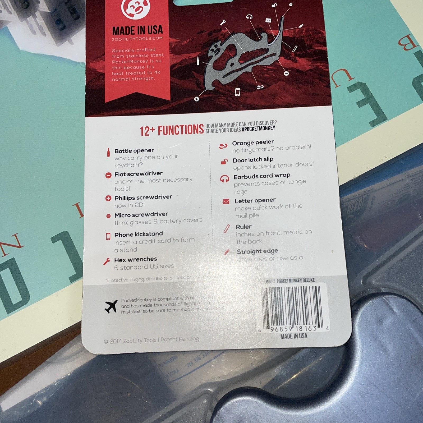 BRAND NEW - Zootility PocketMonkey Multitool - Wallet-Sized, TSA Compliant