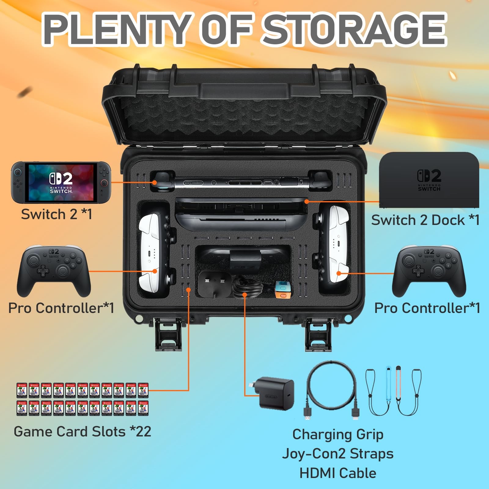 LUGECASE Carrying Case for Nintendo Switch 2: Extra Large Large, Black