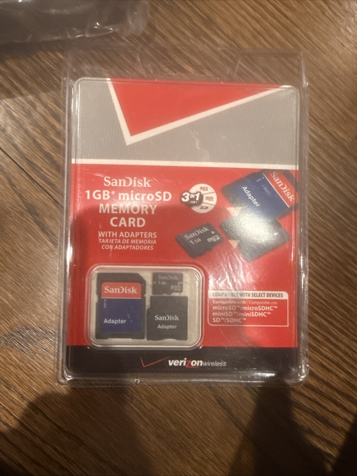 New Sandisk 1 GB Memory Card With Adapters 3 in 1 Verizon Wireless Music Photos