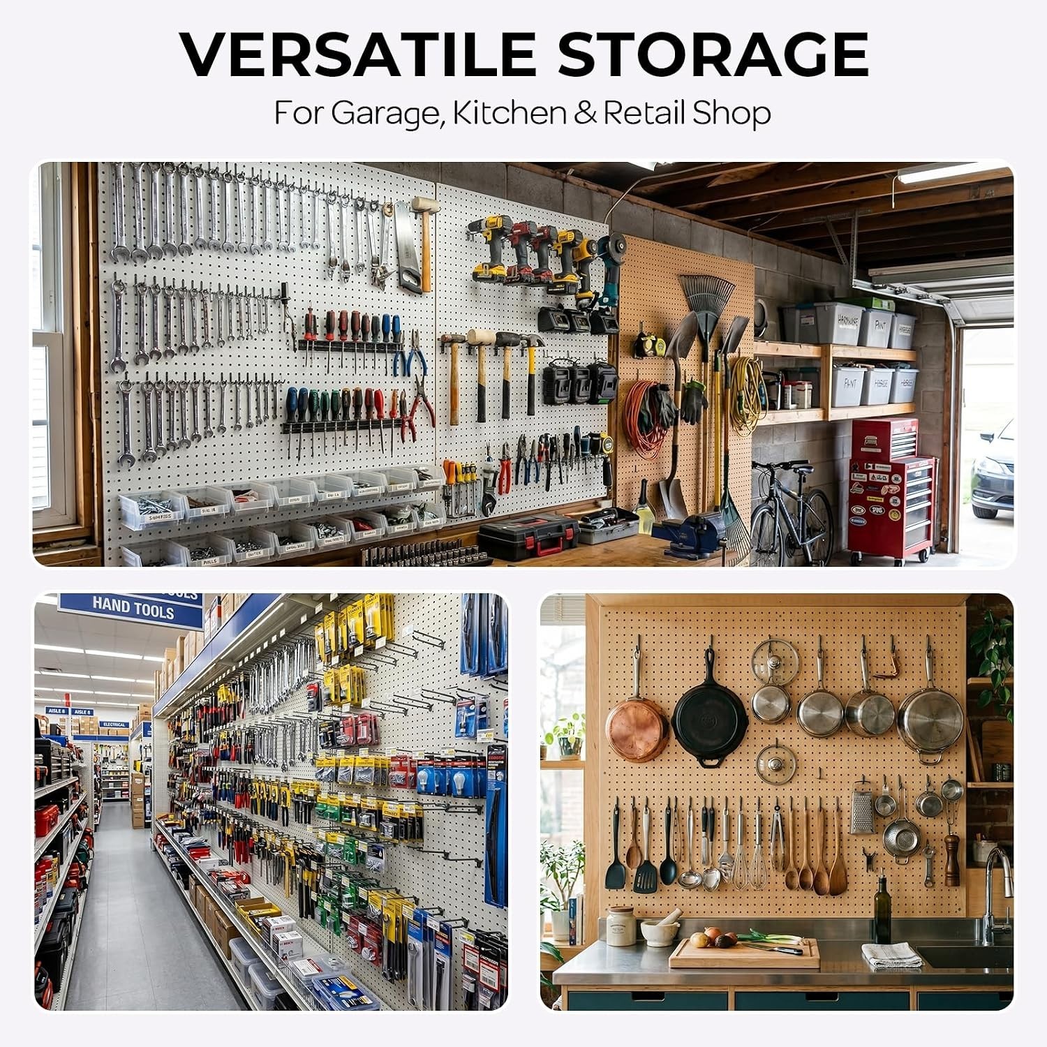 Durable Black Pegboard Hooks Set - 60 Pieces in 2/4/6 Inch for Versatile Storage