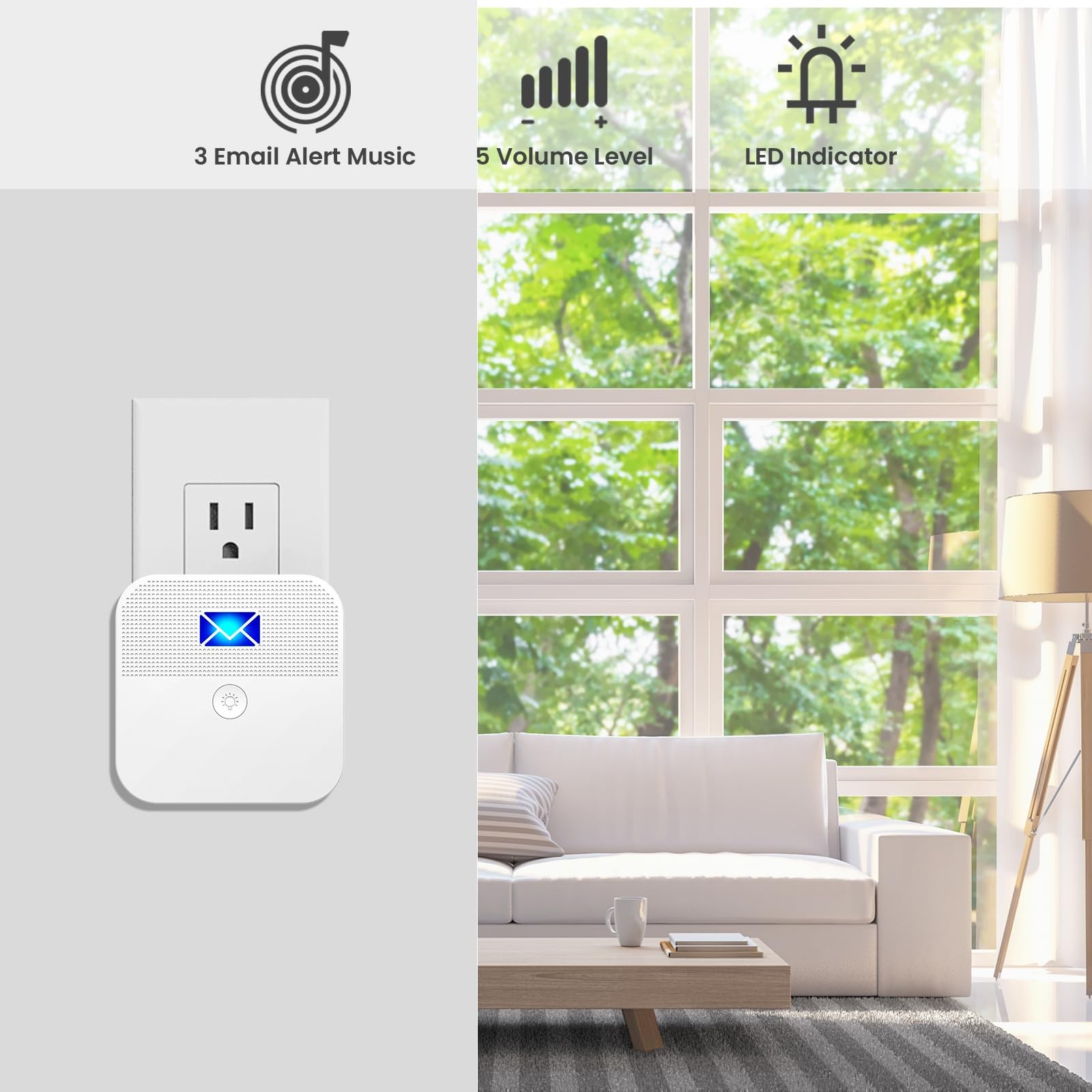 Mailbox Alarm, Wireless Long Range 1 Alarm 1 Chime, White