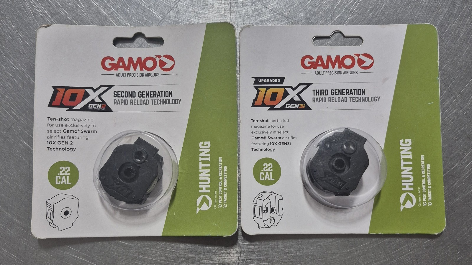 LOT of 2 Gamo 10X .22 Cal Magazine - Gen 2 Quick-Shot & Gen 3i Inertia Fed New