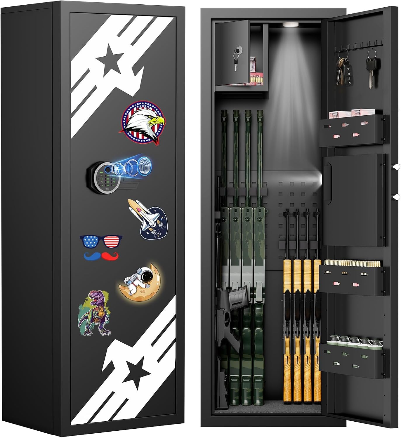 10-12 Large Unassembled fingerprint Gun Shotgun Safe with Gun Support&Dual Alarm