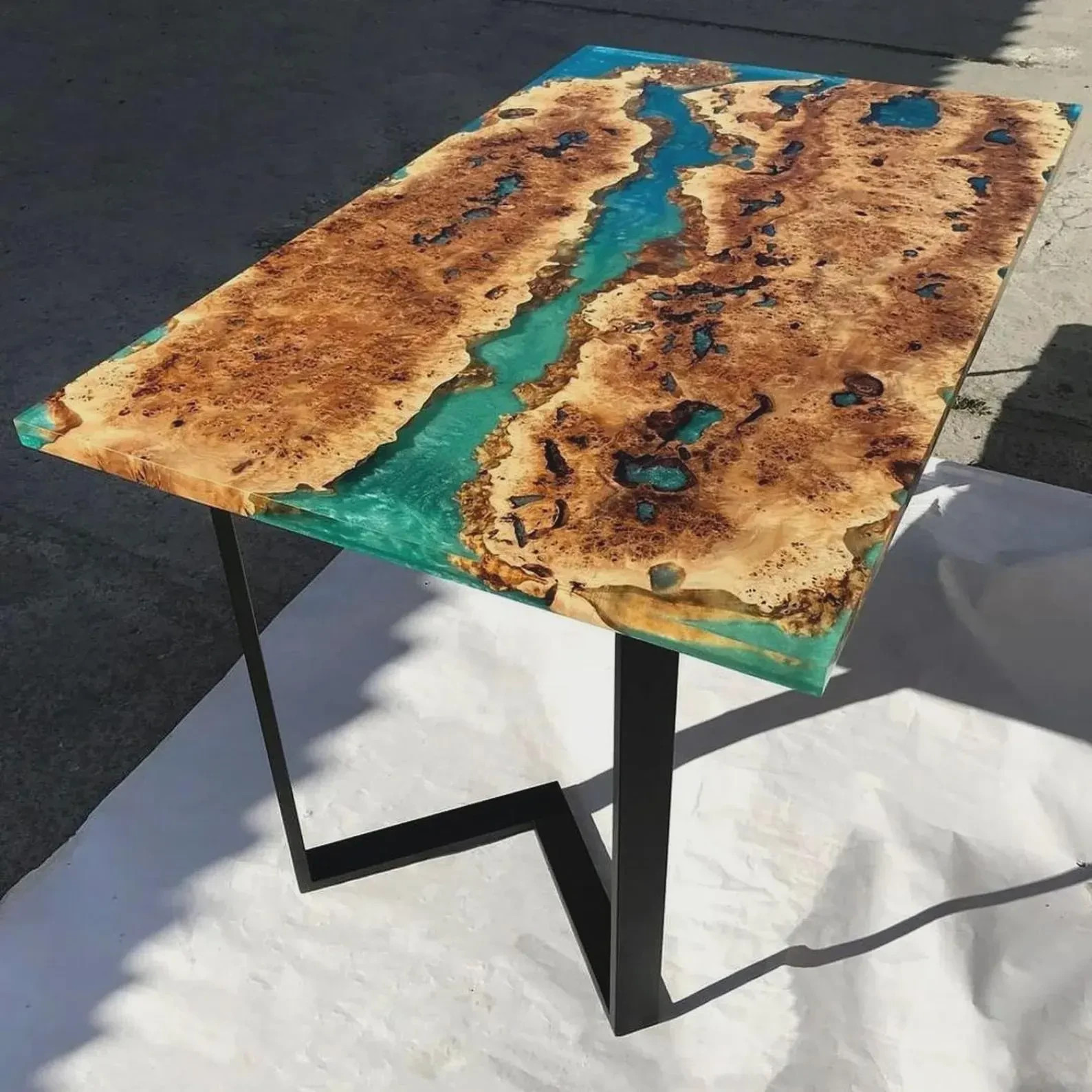 Live Edge Epoxy Wood Resin Table Top Handmade Living Room Custom