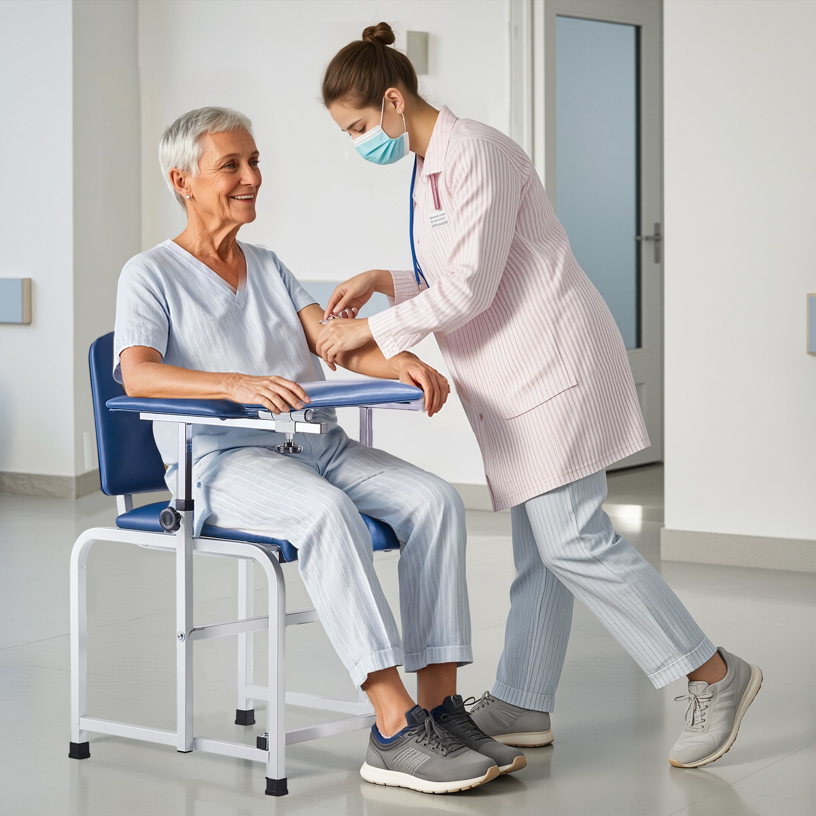 Uimoso Phlebotomy Chair Blood Draw Chair with Adjustable Armrests and Flip Arm