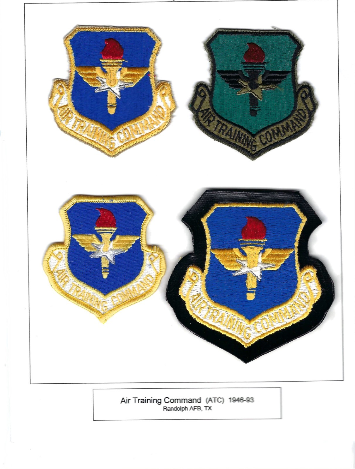 PATCH USAF AIR TRAINING COMMAND ATC 1946-1993 SET OF 4 RANDOLPH AFB    P1