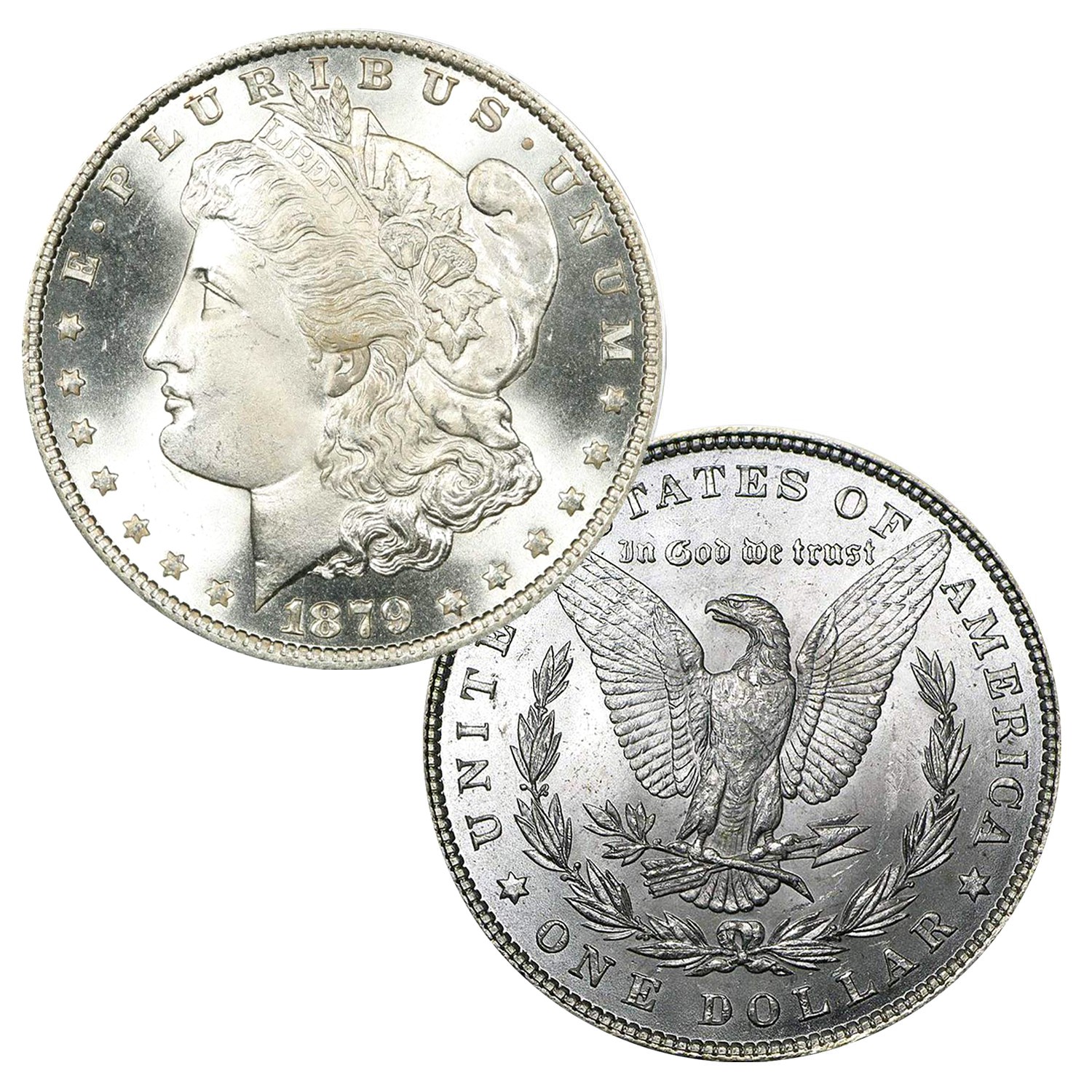 1879 P Morgan Silver Dollar $1 Brilliant Uncirculated BU 90% Silver