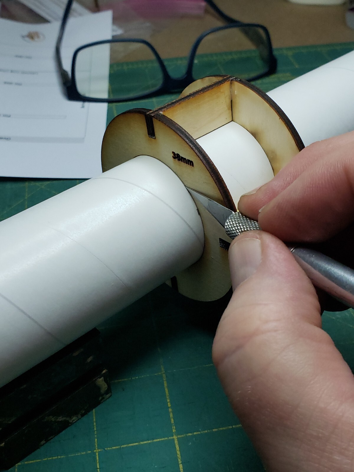 Tube Cutting Guide For 38mm Motor tubing - make straight cuts!