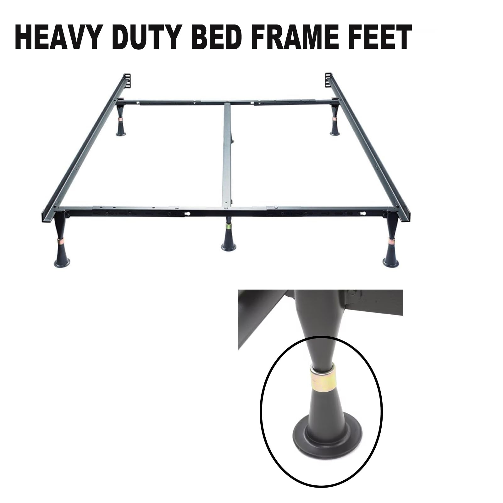 6PCS Heavy Duty Bed Frame Legs - Plastic Replacement Feet, Easy to Install