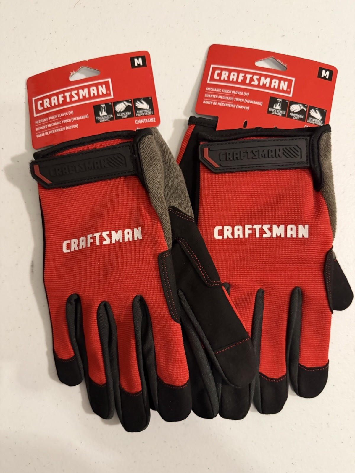 Lot of 2 Craftsman Mechanic Touch Gloves M Touch Screen Adjustable