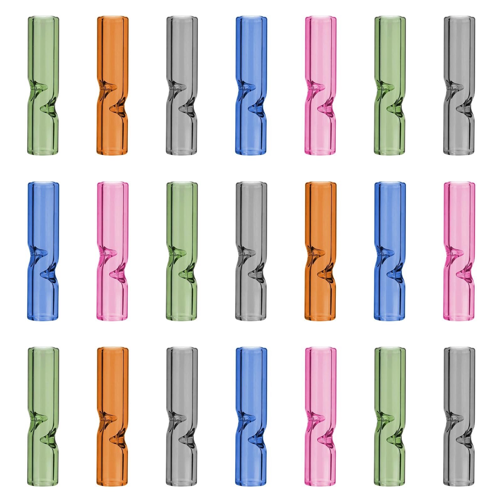 100 Pack Reusable Glass Rolling Tips with Cleaning Brush, 8mm Round...