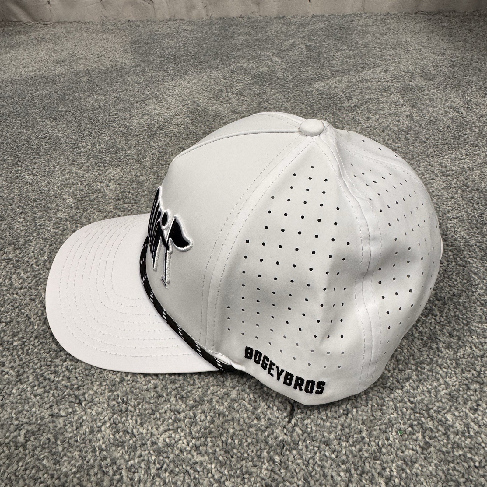 Bogey Bros Men's Golf Hat Pull Out Performance Vented Snapback White OS