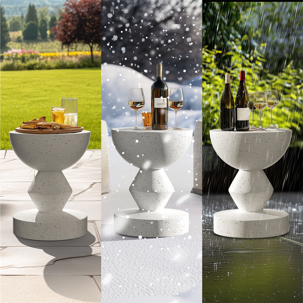 Concrete Side Table Modern End Table Compact Accent Table Indoor and Outdoor Use