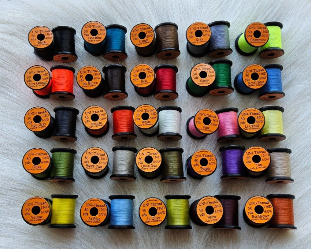Uni-thread, Fly Tying..  (25 Spool) Size 6/0 50 yd. , 136 Den. Free Shipping