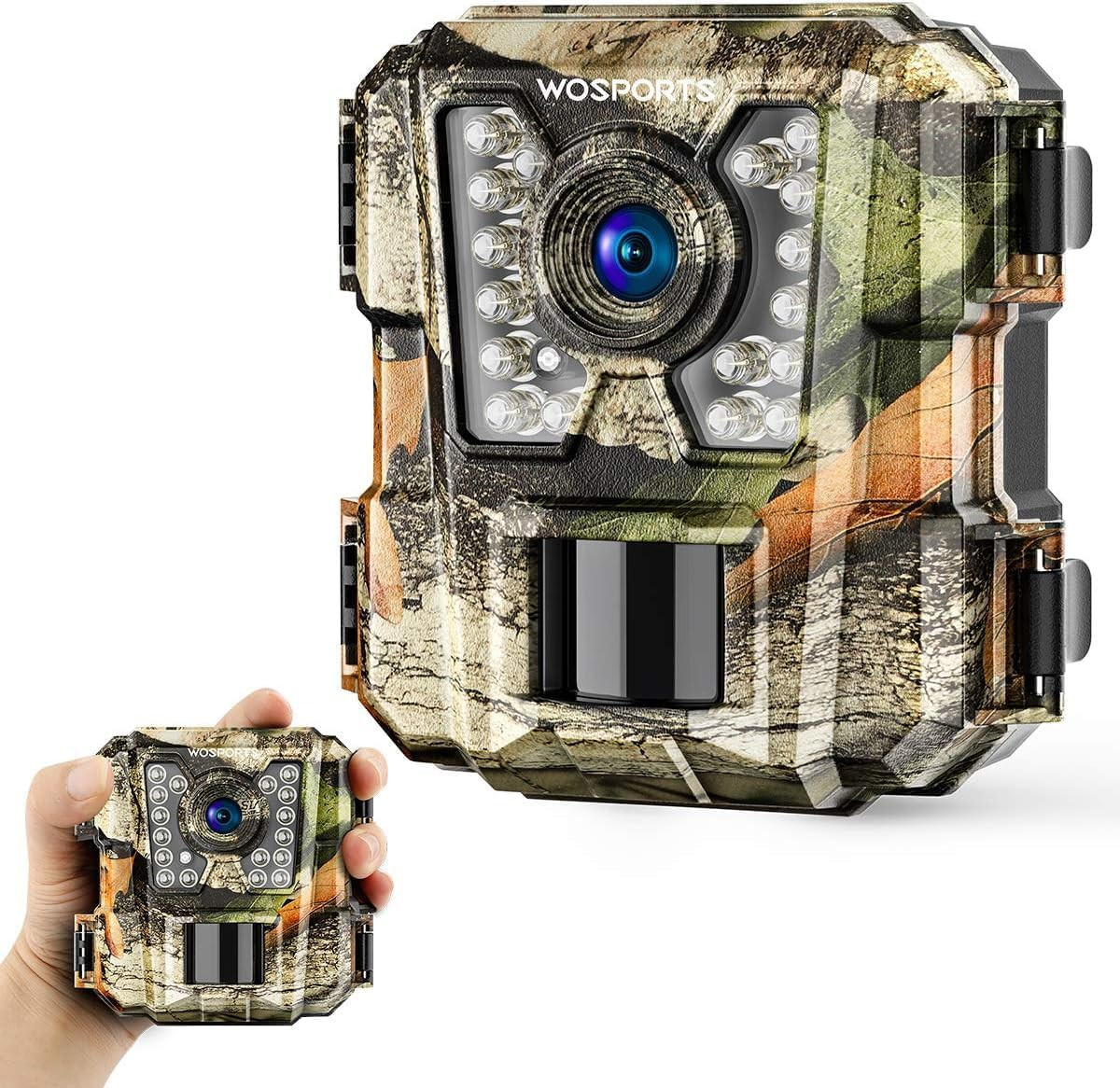 WOSPORTS Mini Trail Camera,24Mp 1080P HD Game Camera Motion Activated with IR Ni