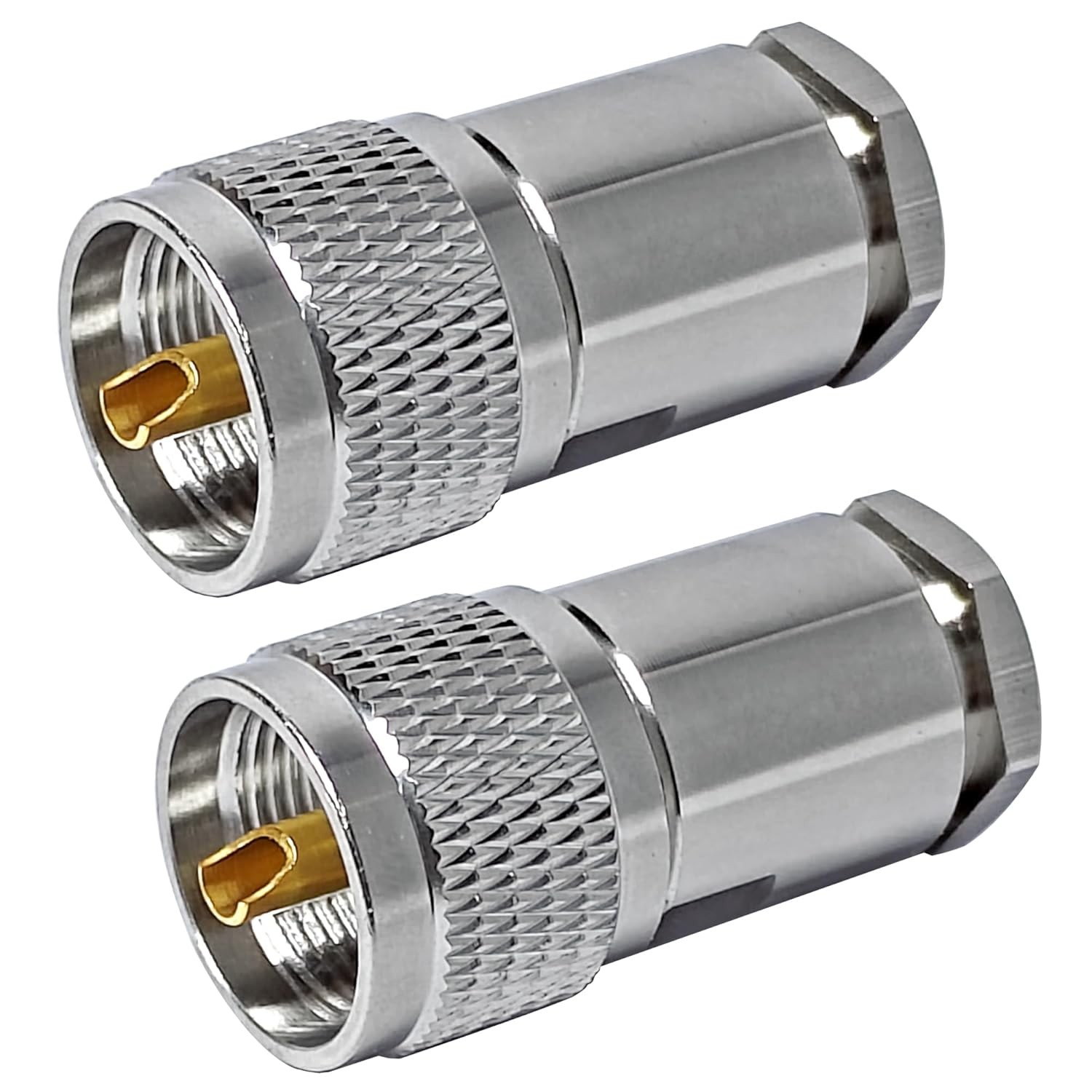PL259 Male Clamp Connector,UHF Coax Connectors for RG8 LMR400 2-Pack