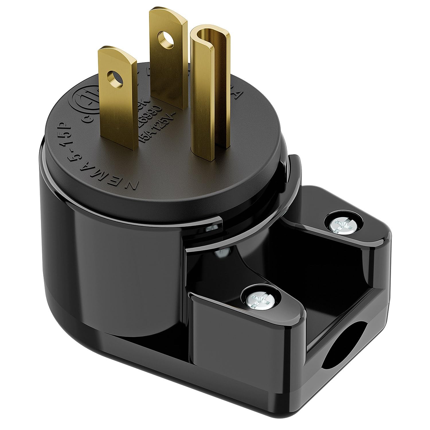 Right Angle Nema 5-15P Rewirable Plug, 15A 125V Household DIY AC Plug, 3 Pron...