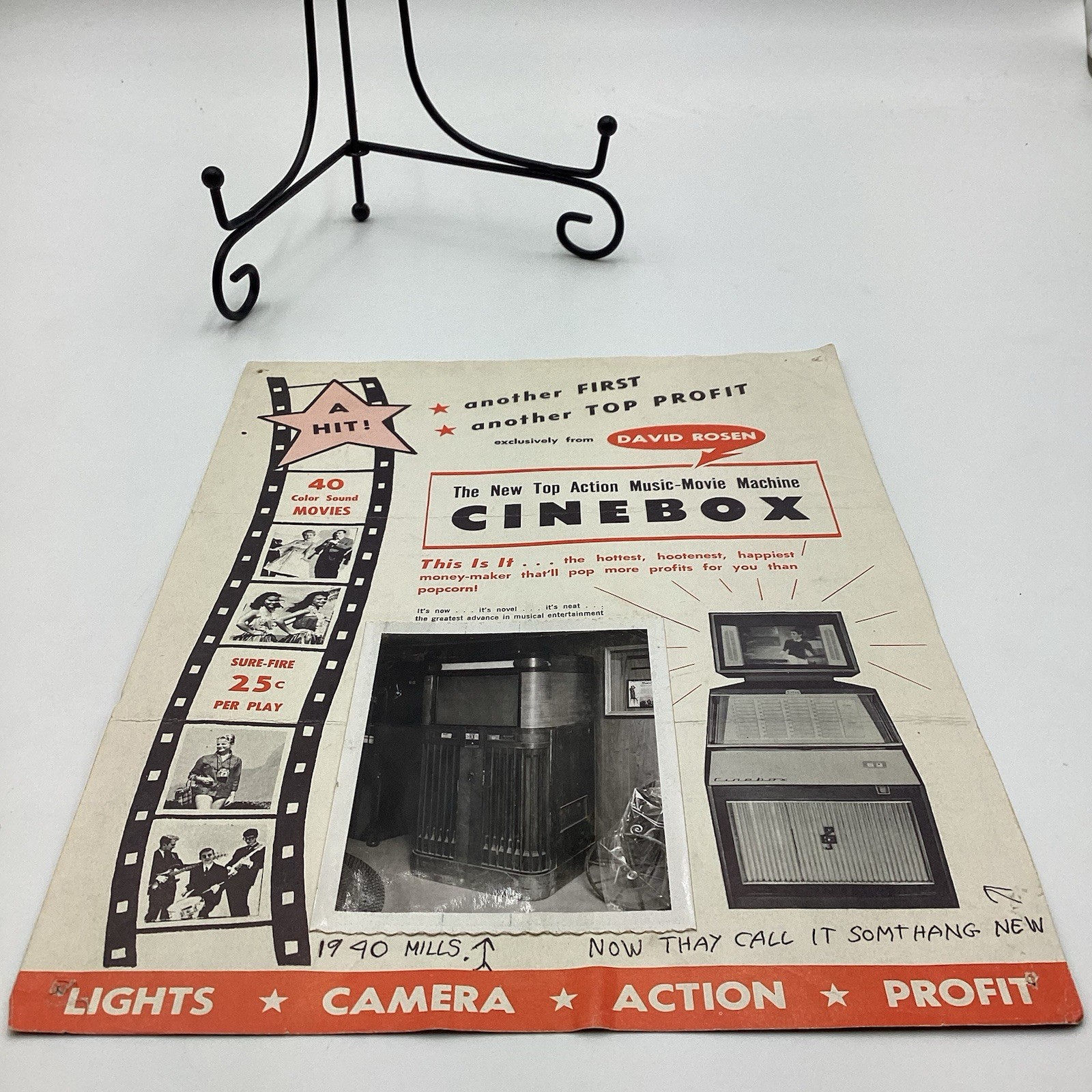 Vintage Cinebox Movie Jukebox Flyer-Coin Operated Film Machine C. 1948