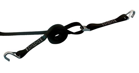 STAINLESS 1" CAM BUCKLE ASSEMBLY TIE DOWN W/J HOOKS, 10', WHITE