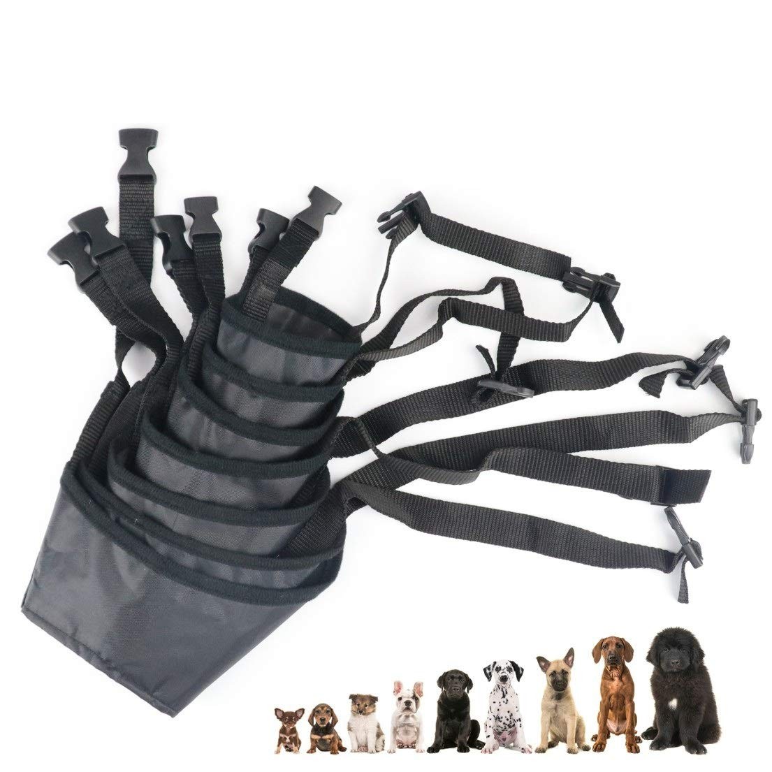 7PCS Adjustable Dog Muzzles - Anti-Biting Barking Muzzles for Small, Medium, ...
