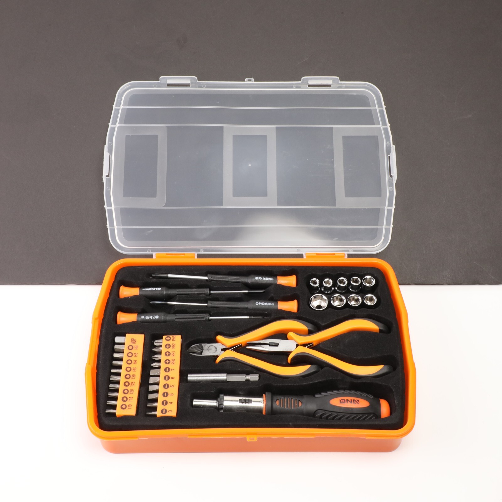 SCREWDRIVER + PLIERS ORANGE 37PCS PRECISION BIT TOOL KIT HIGH SPEED DRILL BITS