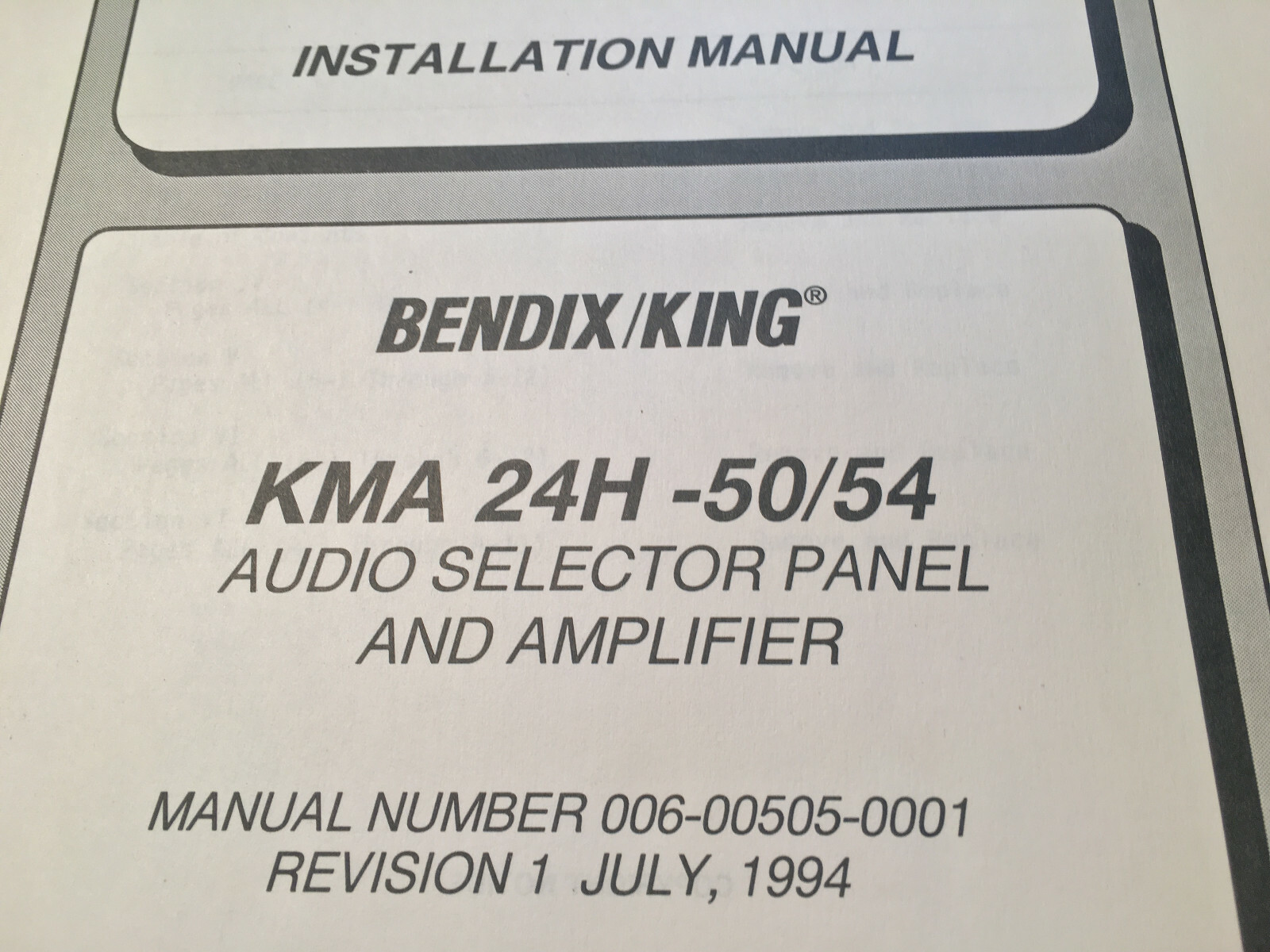 King KMA-24H-50/54 Audio Panel Install Manual