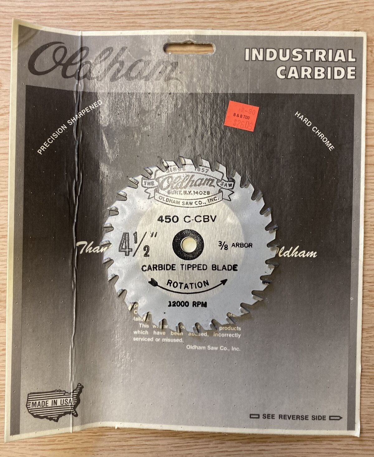 Oldham Industrial Carbide 4 1/2" 30T 3/8" Arbor Saw Blade Made In USA, Old Stock
