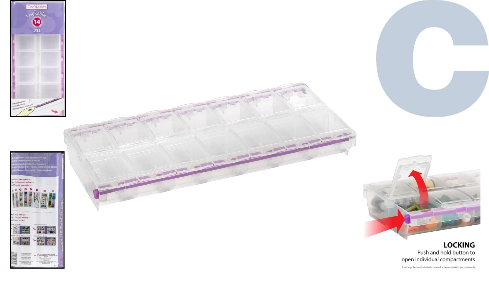 14-Compartment Locking Craft Organizer - Portable Clear Plastic Storage Solution