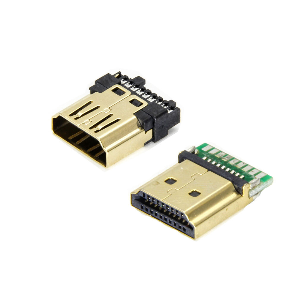 2× HDMI Male Female 19 Pin A Type Solder Plug Termination Repair Replace Adapter