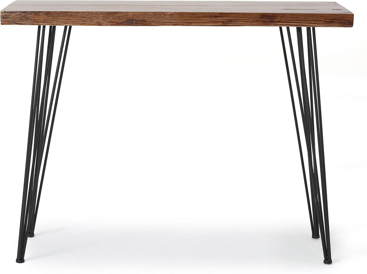 Chana Industrial Faux Live Edge Rectangular Bar Table, Natural / Black
