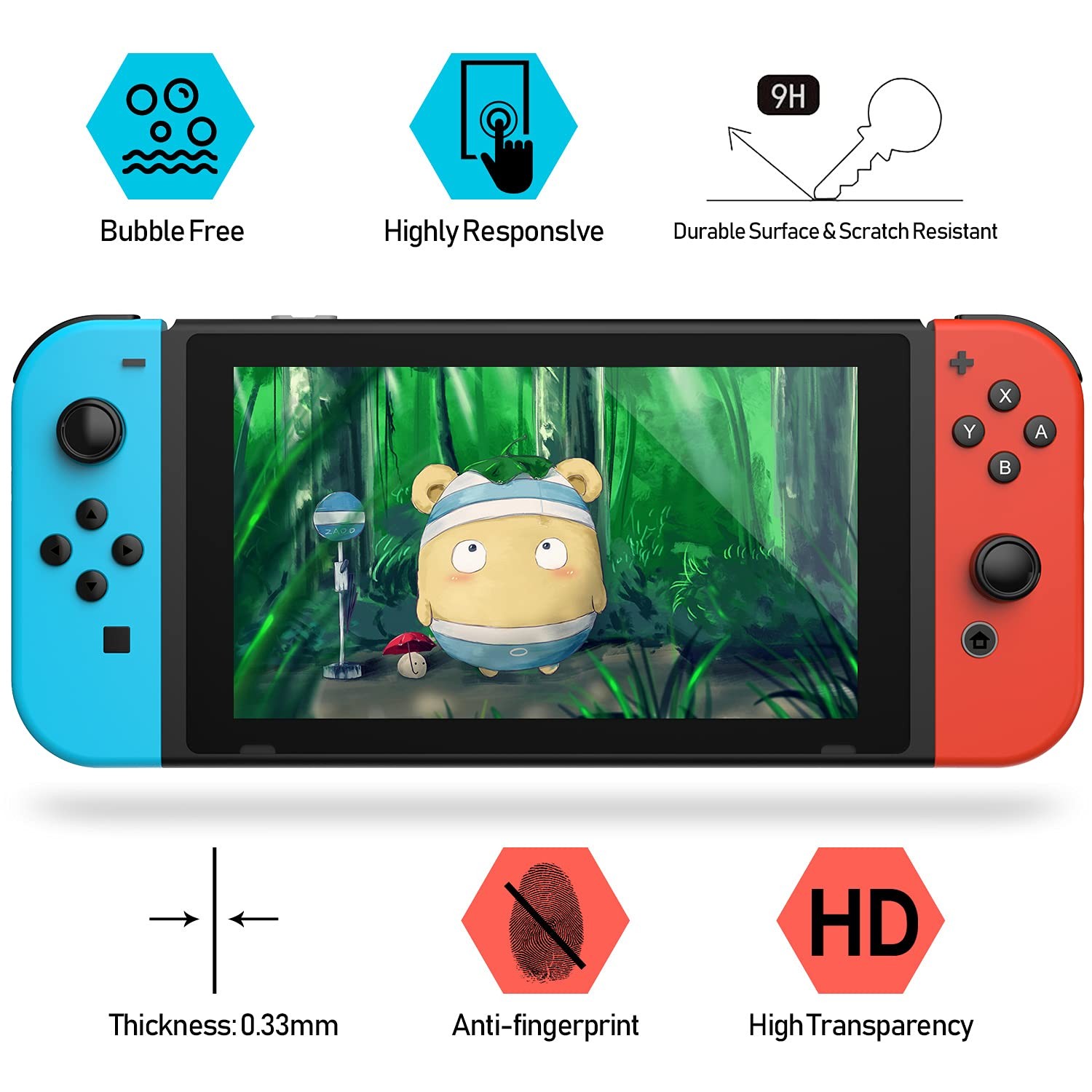 3 Pack Tempered Glass Screen Protector Compatible with Nintendo switch Trans...