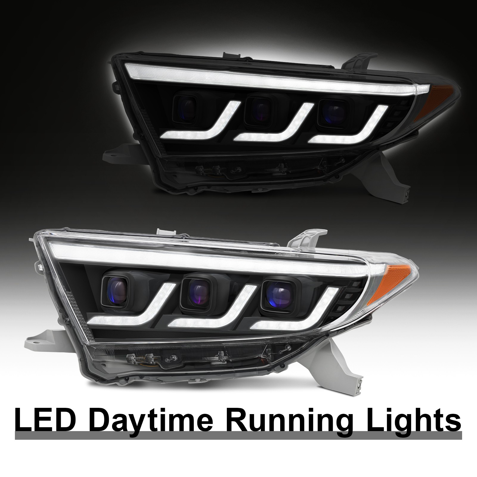 Triple LED Projector Headlights w/Sequential For 2011 2012 13 Toyota Highlander