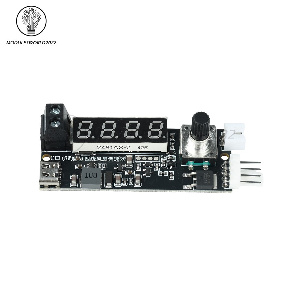 5V 12V 5A 4-Wire PWM Fan Speed Control Module Smart Temperature Control +Display