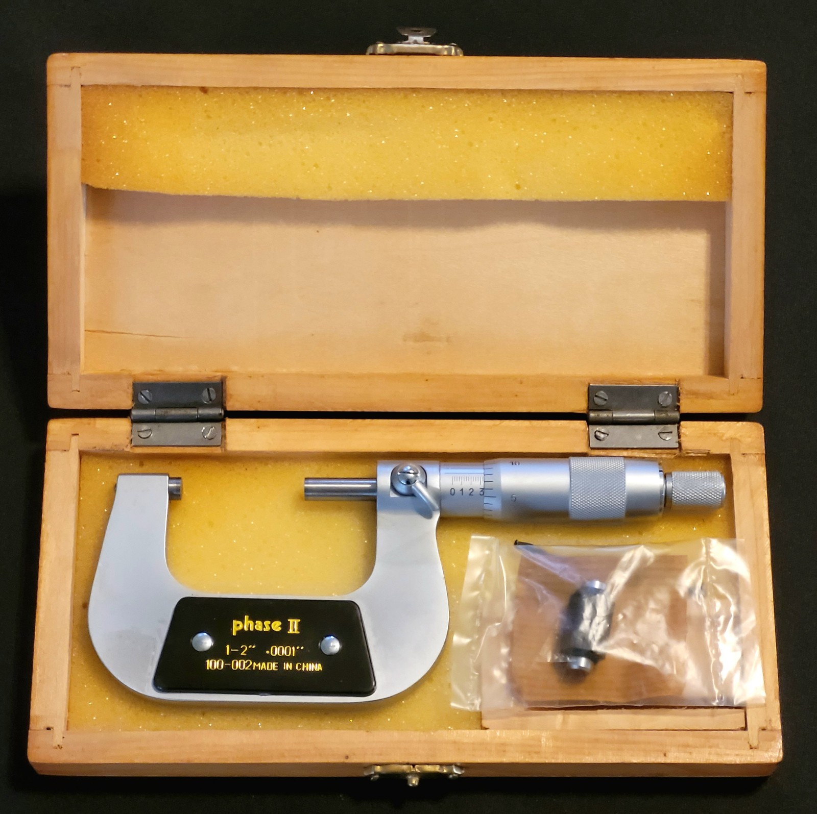 PHASE II 100-002 Outside Micrometer, 1-2" Range, .0001" Graduation