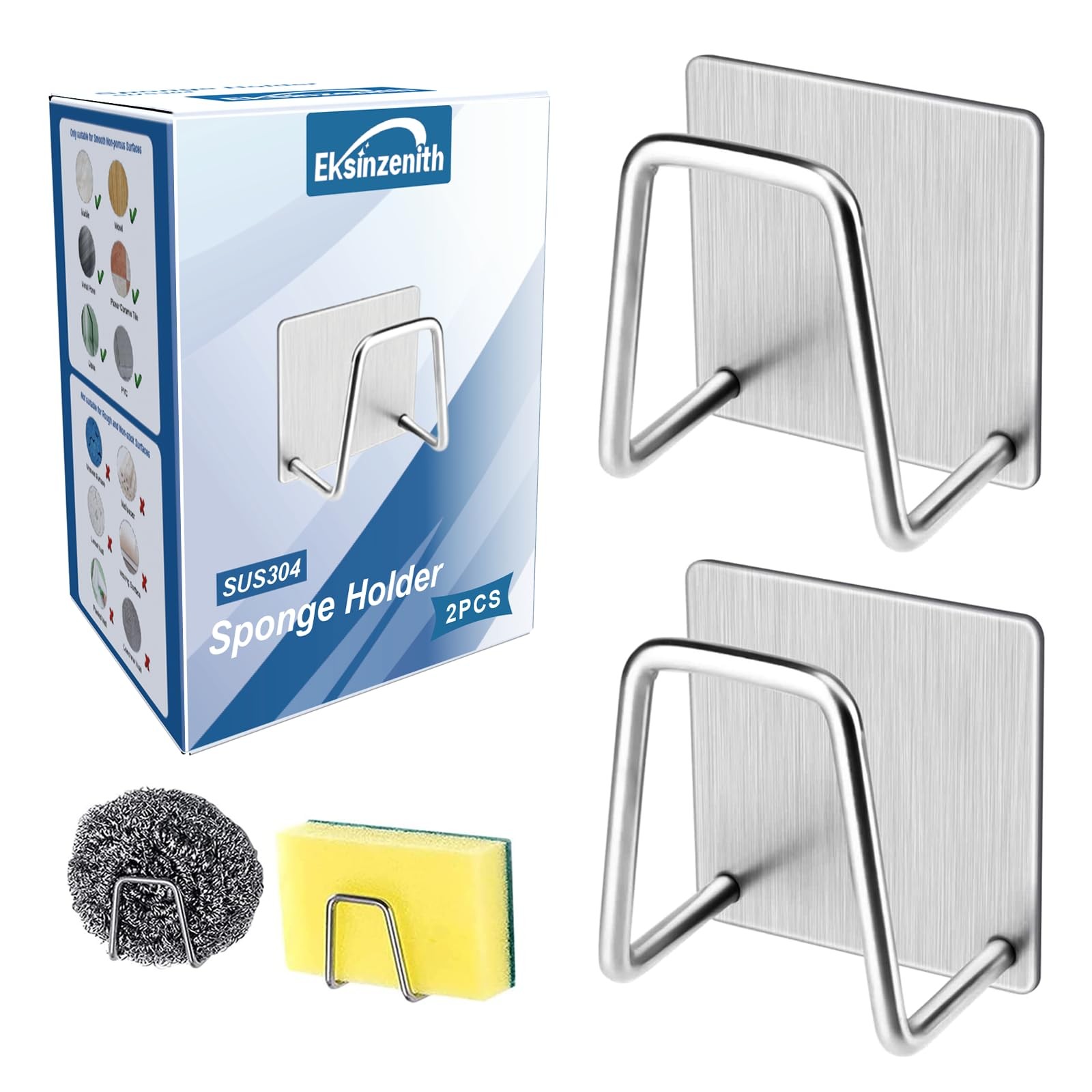 Soporte para esponjas para fregadero de cocina, adhesivo fuerte, pequeÃ±o