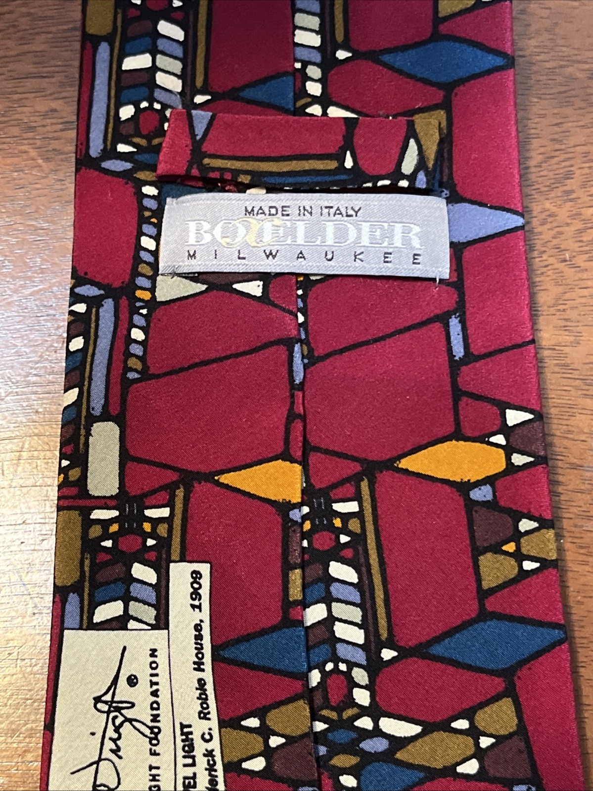 Frank Lloyd Wright 100% Silk Tie Jewel Light. “RM”