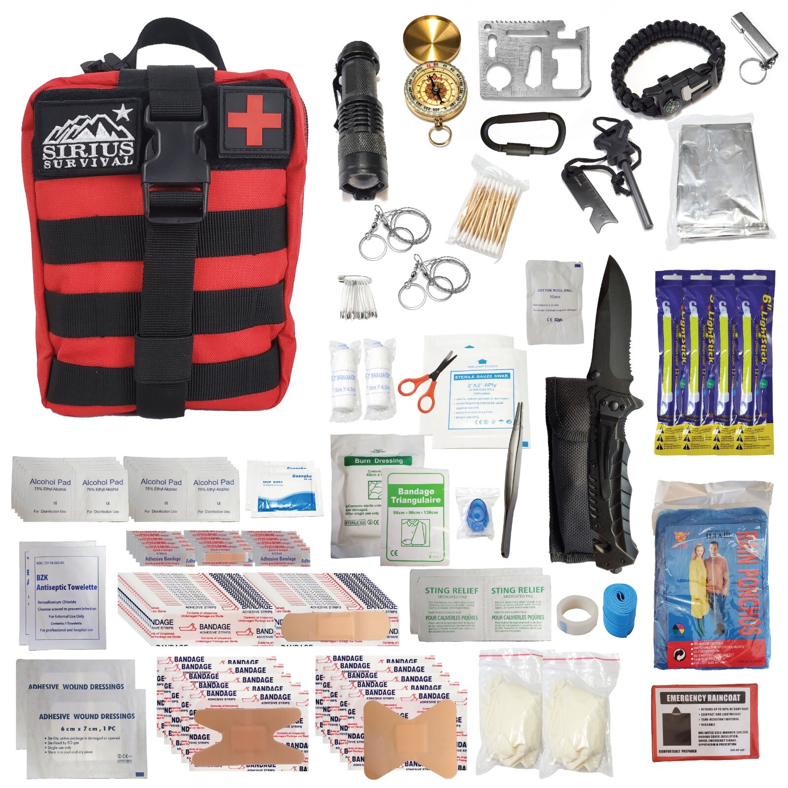 Premium 250 Piece Molle Survival & First Aid Kit