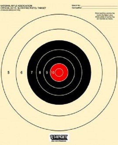 B-16 targets (RC)] 25 Yard Slow Fire Pistol Target (50) Tagboard w/Red Center