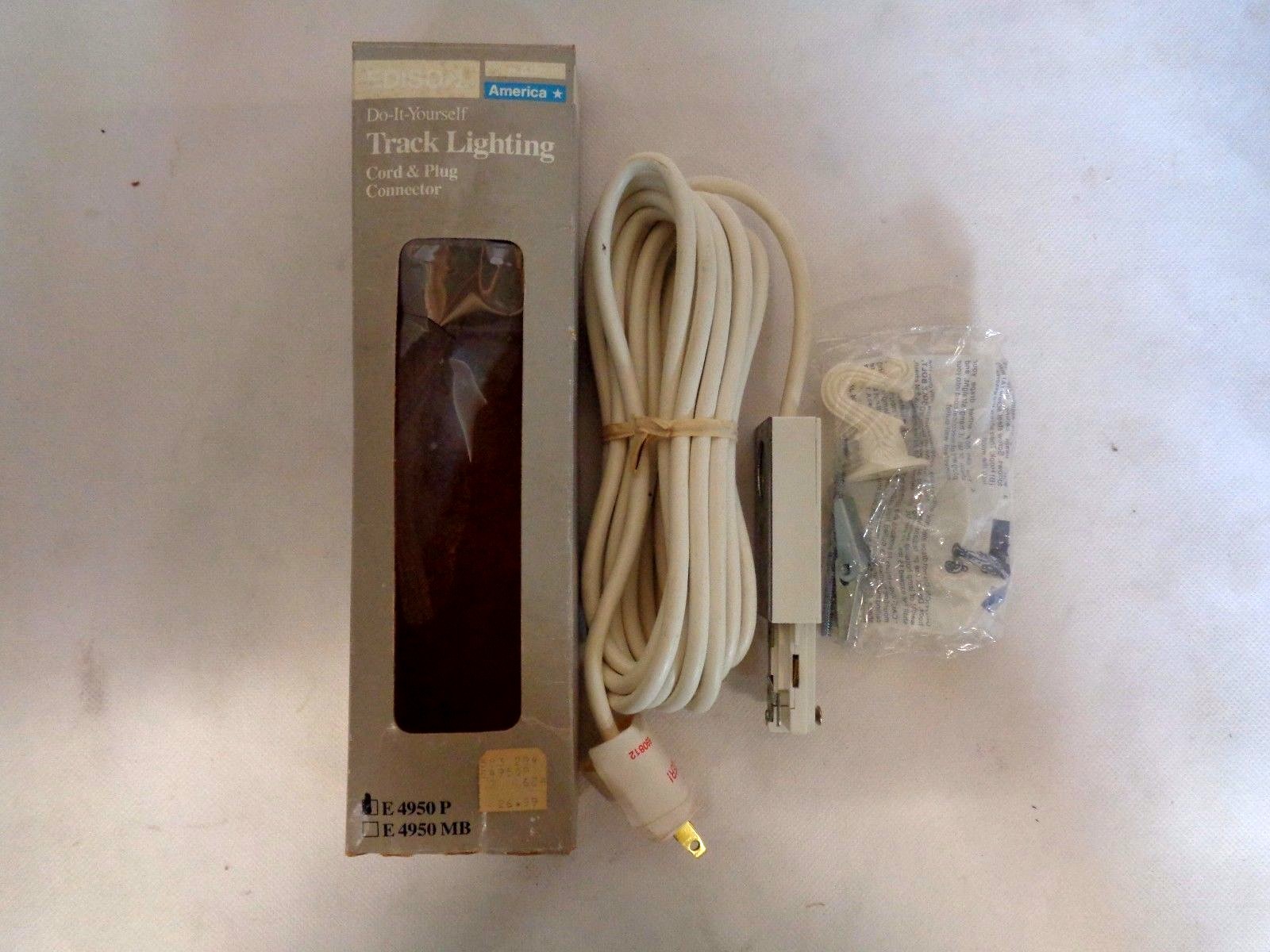 NEW EDISON TRACK LIGHTING CORD AND PLUG CONNECTOR (WHITE)