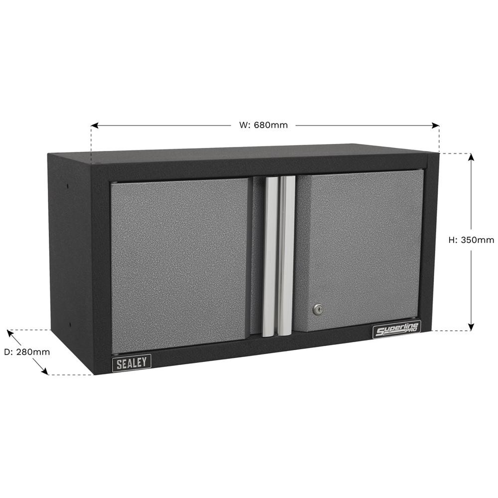 Sealey Superline Pro MSS 2 Door Modular Wall Cabinet Black / Grey