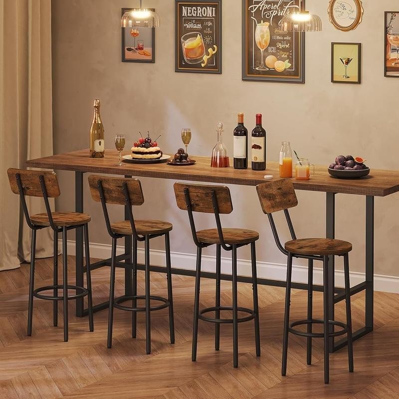 Set of 2 Ergonomic Bar Stools Kitchen Counter Height Chairs Easy Assembly New