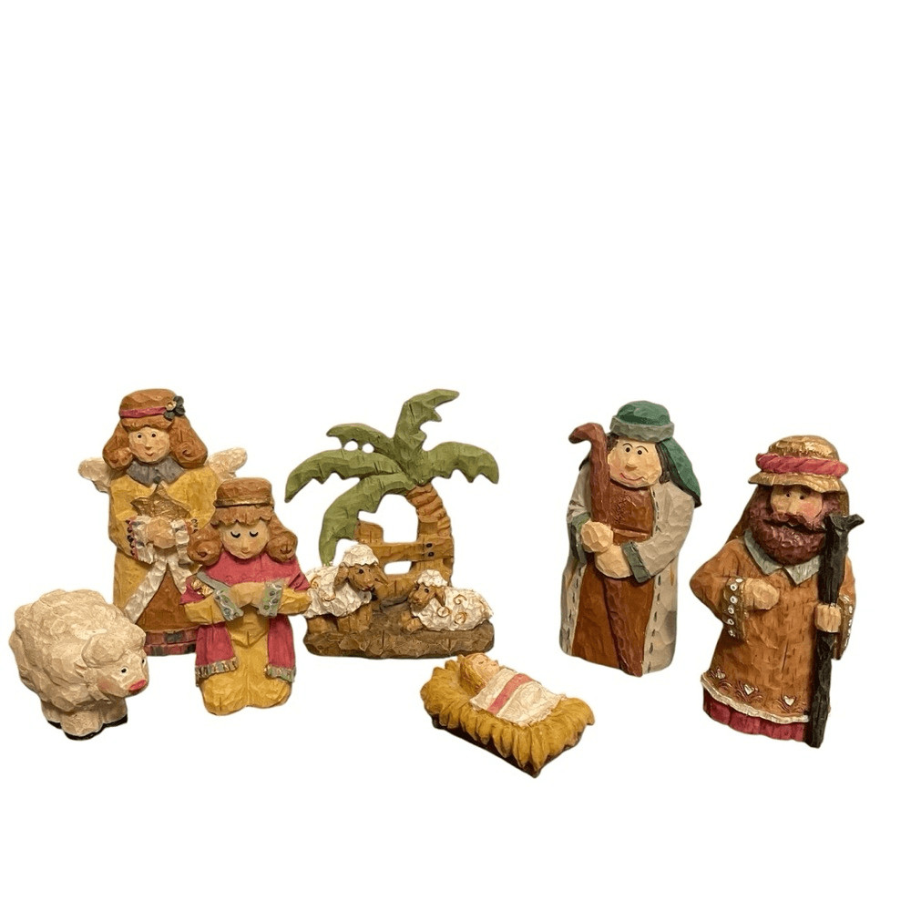 Midwest of Cannon Nativity 7 Piece Figurine Set Hand Painted Christmas Holiday