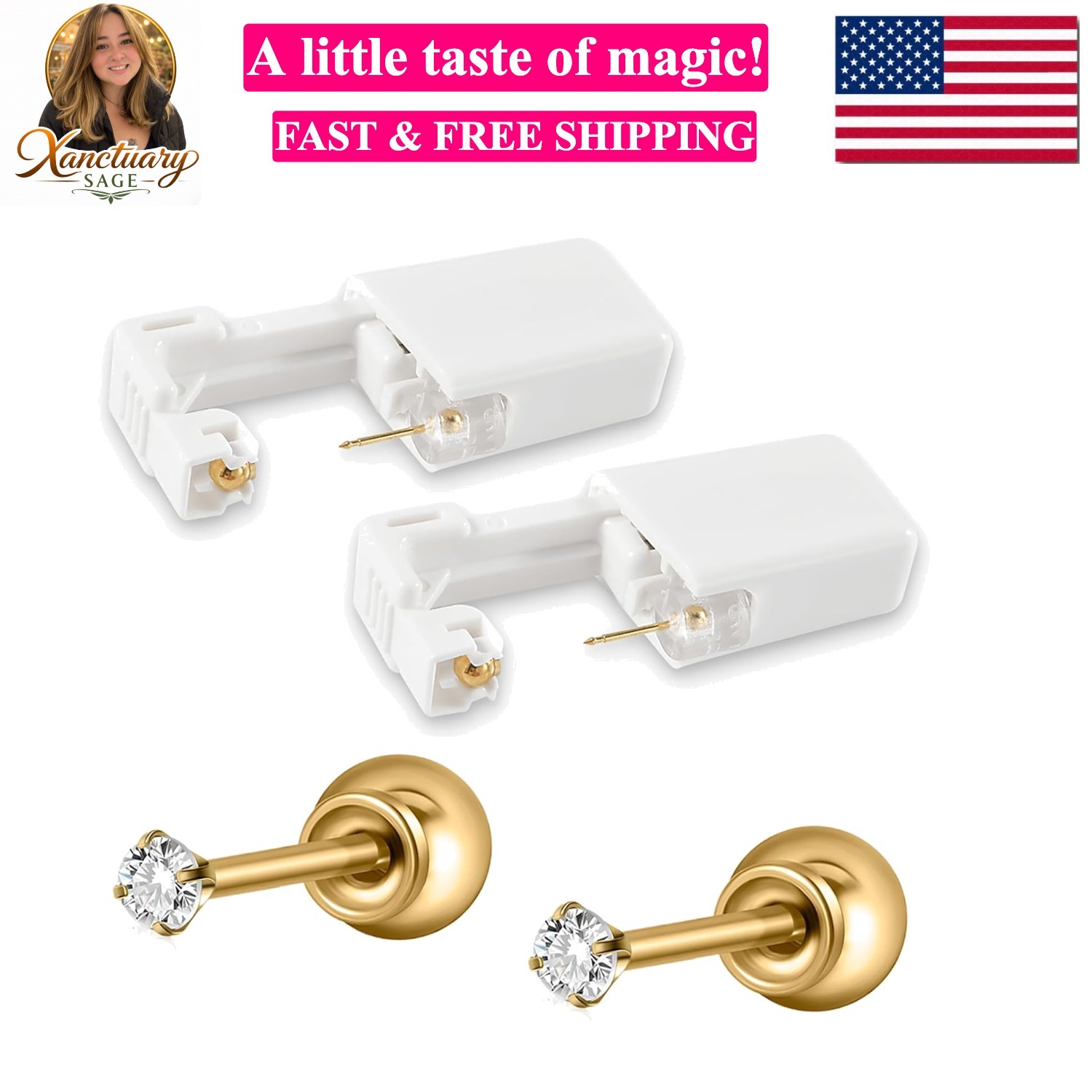 PAIR Disposable Sterile Ear Piercing Unit Ear Cartilage Tragus Helix Piercing...