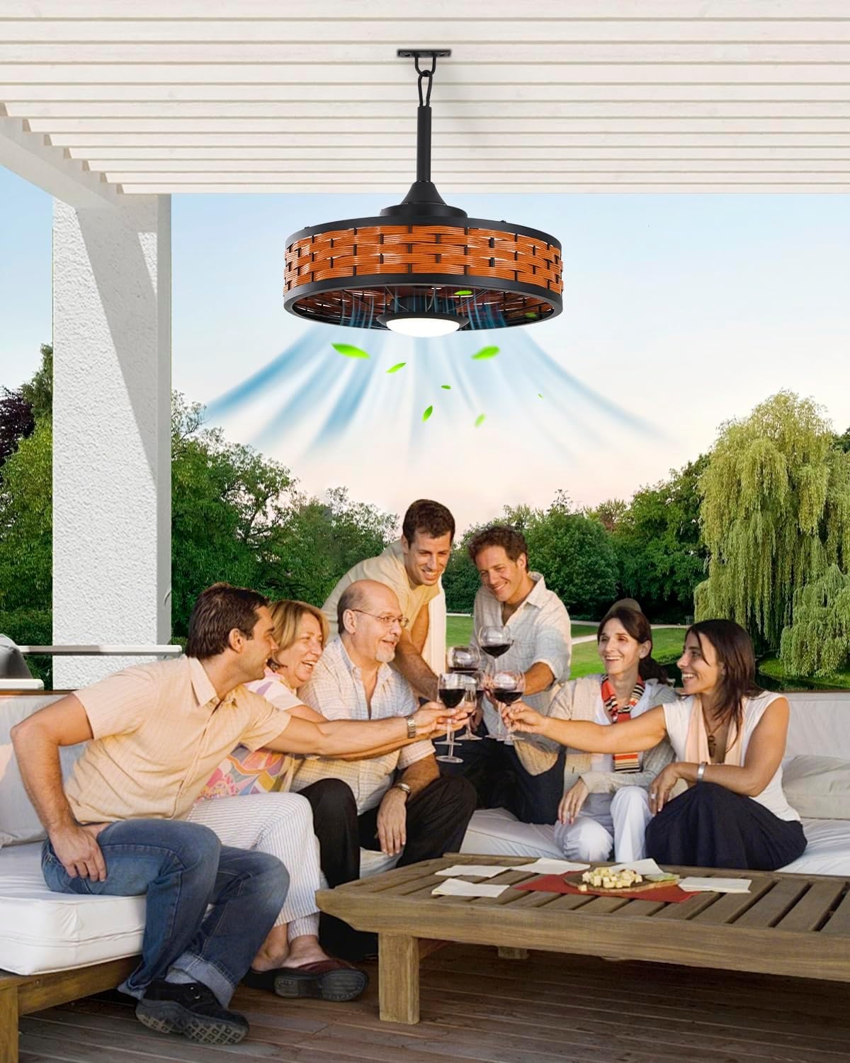 Bladeless Ceiling Fan with Light Remote,LED Ceiling Fans with App Control Patio