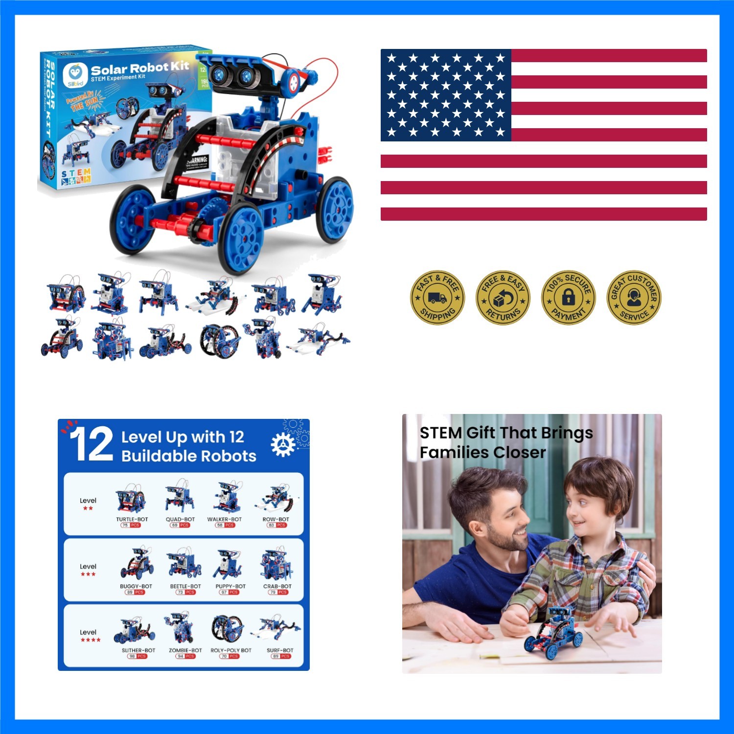 STEM Solar Robot Building Kit, 12-in-1 Gift for Boys Ages 8-13 | Powered by t...
