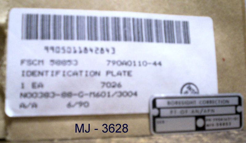 Lot of 3 - Northrop Grumman - Identification Plate / Stickers - P/N: 790A0110-44