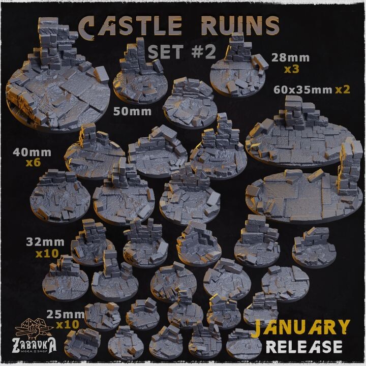 3D Printed Castle Ruins Bases For Warhammer 40k/AOS