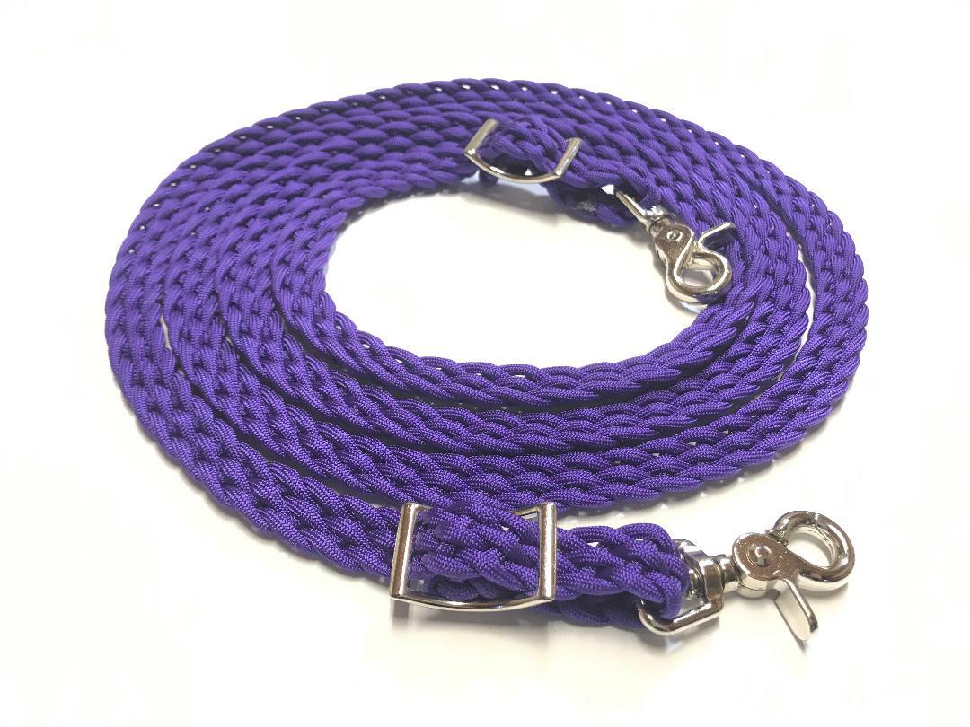 flat braided reins western paracord rein horse tack neon purple rein